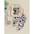 thumbnail image 2 of Bagilaanoe 2PCS Baby Boy Pants Set Toddler Print Long Sleeve Sweatshirt Tops + Sweatpants 3M 6M 12M 18M 24M 3T Kids Casual Sweatsuits, 2 of 9