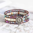 thumbnail image 3 of GHSDFBB Boho Handmade Natural Stone Bead 3 Row Wide Wrap Wrist Statment Bracelet Jewelry Collection, 3 of 6