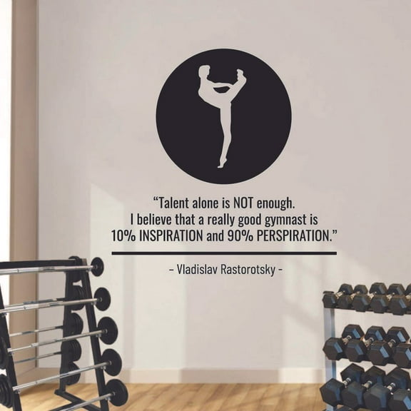 Talent Alone Is Not Enough Gymnastics Motivation Quote Wall Sticker Art Decal for Girls Boys Room Bedroom Dance Studio Garage House Fun Home Decor Stickers Wall Art Vinyl Decoration Size (20x20 inch)