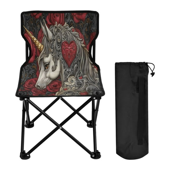 YAZAOO Camping Chairs Modern Unicorn Roses Hearts Pattern Folding chair
