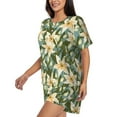 thumbnail image 2 of Naloa Lilies Flowers Women's Short-Sleeved Pajama Set, Loungewear, Summer pajamas, Breathable Cozy - XX-Large, 2 of 9