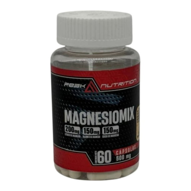 Magnesiomix Peak Nutrition - Suplemento de Magnesio con Citrato, Lactato y Óxido - 60 Cápsulas de 500mg