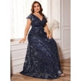 thumbnail image 3 of AURA Plus Size Sequin V Neck Evening Dress Women Elegant Party Long Formal Gown, 3 of 7