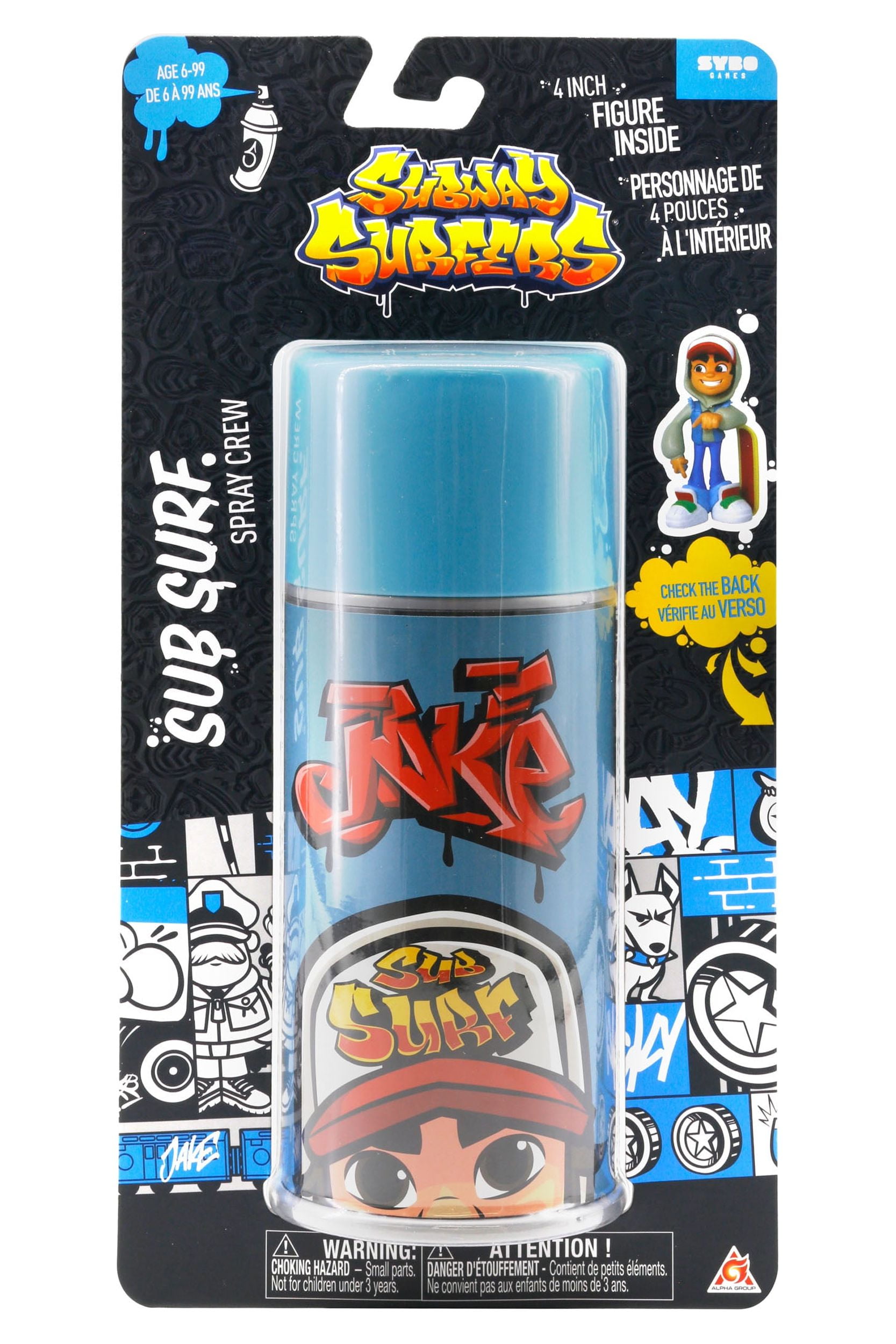 Subway Surfers Spray Crew Jake Blue Can With 4 inch Figure Inside