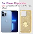 thumbnail image 2 of IBAOLEA Compatible with iPhone 13 Pro Max Case,Flash Diamond TPU Silicone Bumper Bling Shiny Ultrathin Silicone Soft Cover with Diamond Ring Kickstand Protection Case for Girls Women -Gold Gold -, 2 of 7