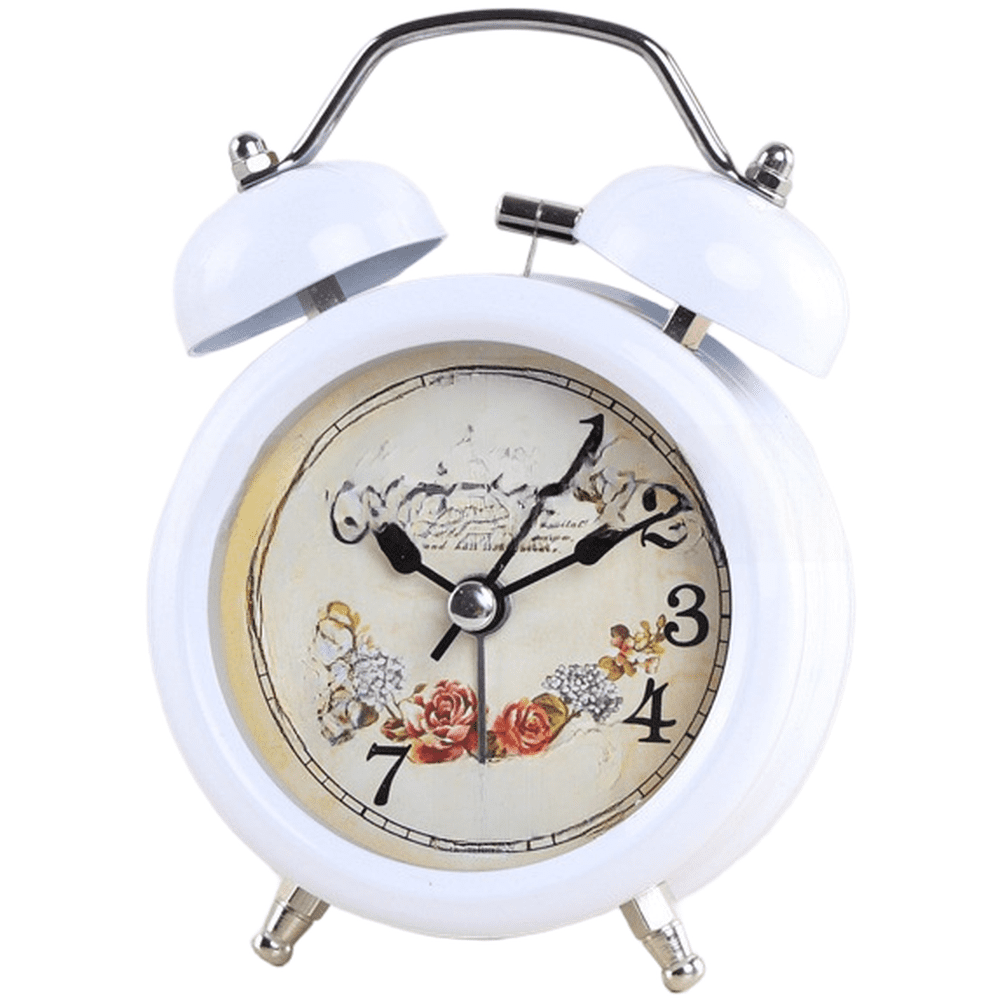 HIKVEX Silent Alarm Clock with Night Light Modern Minimalist Metal / Operated White 2