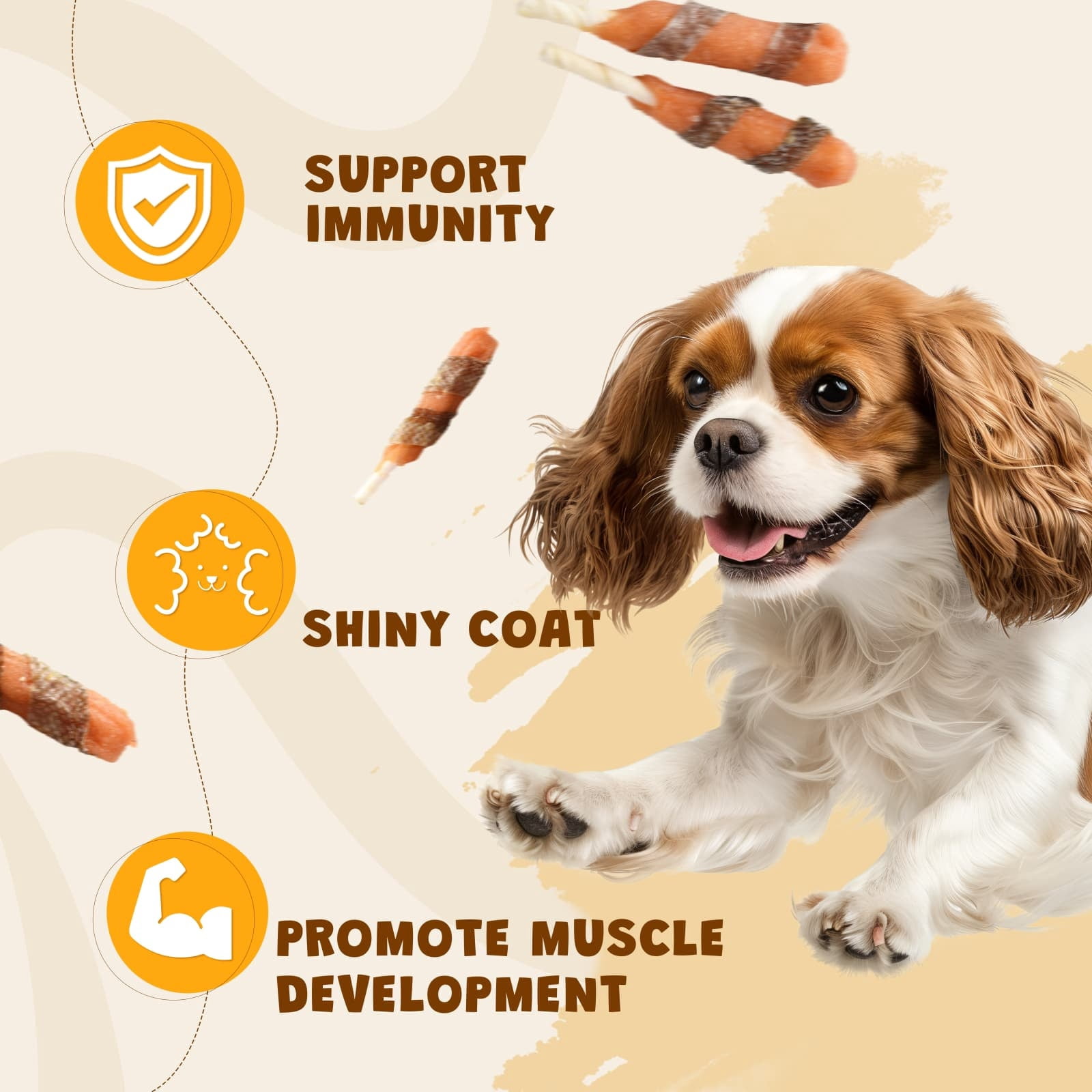 (2 pack) ASMPET Chicken Wrapped Dog Treats, Rawhide & Cod Skin Dental Chew, 10.6 oz