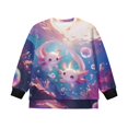thumbnail image 4 of Xoenoiee Axolotl Bubble Coral Print Girls Oversized Sweatshirts Casual Long Sleeve Pullover Tops Crewneck Side Slit Sweatshirt Loose Y2k Trendy Outfits, 7-8 Years, 4 of 7