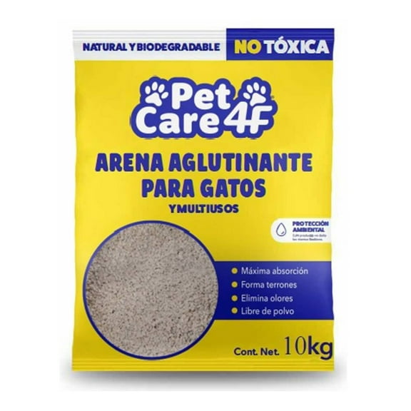 Arena para Gato Petcare4f Aglutinante y Multiusos 10 kg