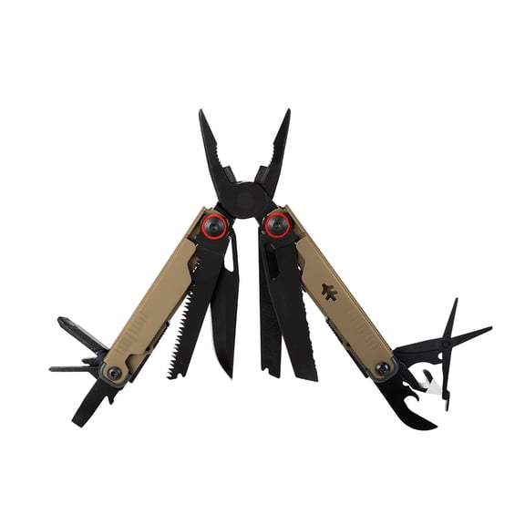 Swiss Tech 17 in 1 Multitool Knife with AUS 8 Steel Blade Scissors and Saw, FDE
