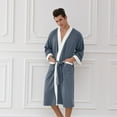 thumbnail image 5 of YueHuiYing Men's Plus Size Knit Robe Loose Comfortable Long Sleeve Bathrobe Soft Sleep Robe For Loungewear Nightwear, 5 of 7