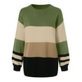 thumbnail image 4 of larppty Womens Sweaters Striped Fall Winter Outfits 2025 Crewneck Color Block Pullover Fashion Clothes (Green, 4XL), 4 of 5