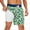 Blue Green & Flamingo Leaf, variant on Men's Swim Trunks, 2‑in‑1 Quick Dry Board Shorts with Compression Liner and Pockets