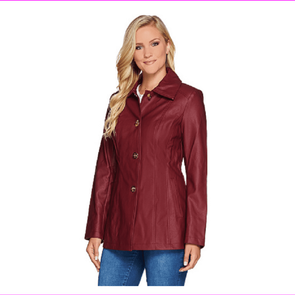 Dennis Basso Dennis Basso Faux Leather Jacket with Turn Key Closure