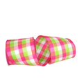 thumbnail image 1 of Reliant Ribbon 93228W-777-10F Celine Plaid Twill Wired Edge Ribbon - Fuchsia & Lime - 4 in. x 10 yards, 1 of 1
