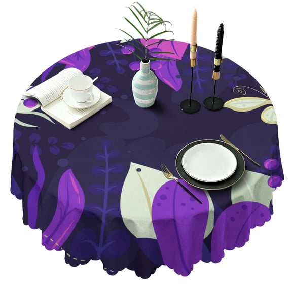 60 Inch Round Lace Tablecloth Water Resistant Washable, Monarch Butterfly Aesthetic