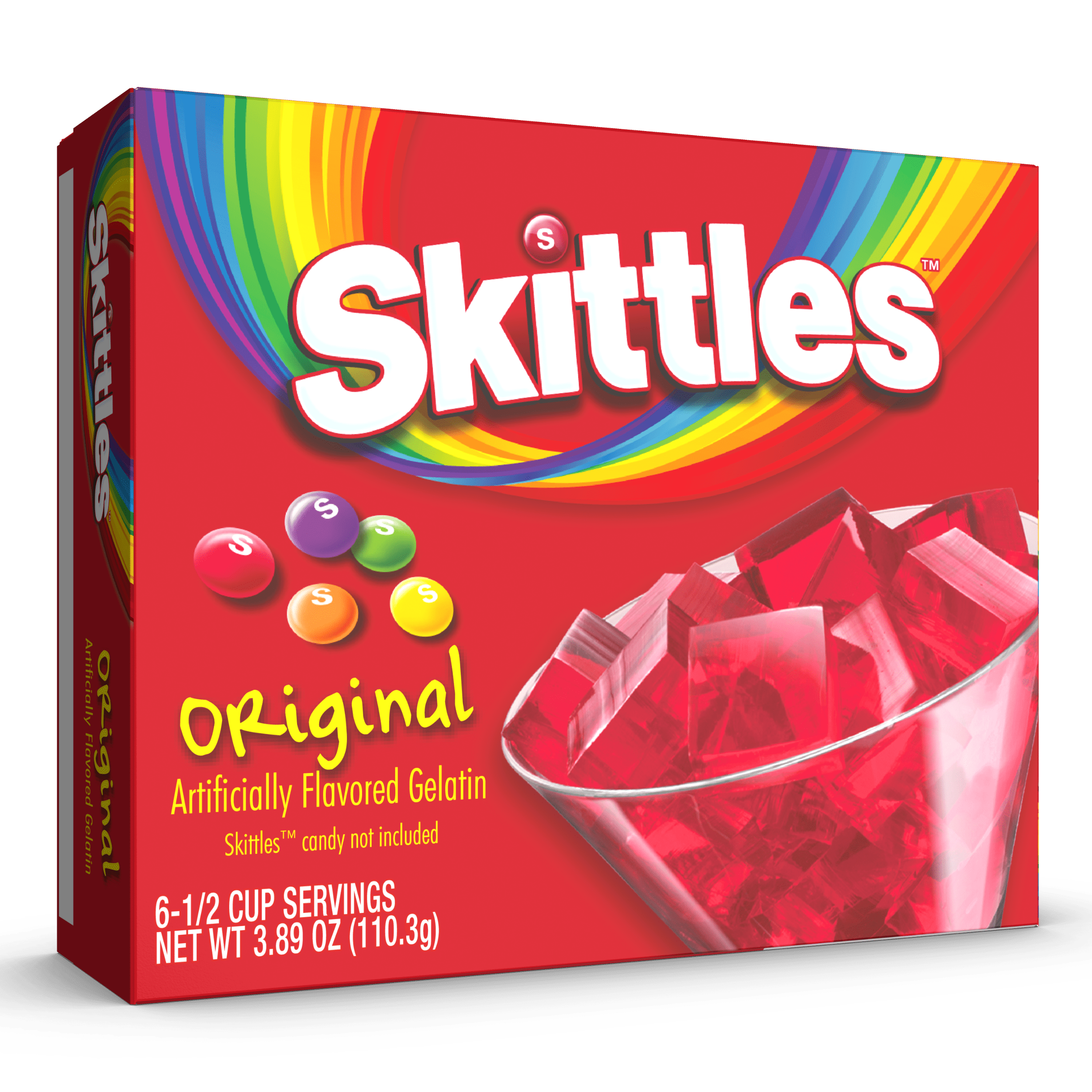 Skittles Original Flavor Gelatin Mix, 6 Servings, 3.89 oz Cardboard Box