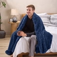 thumbnail image 3 of Bare Home Microplush Fleece Blanket - Waffle Texture - Fuzzy Microfleece - Soft & Plush - Full/Queen, Dark Blue, 3 of 5