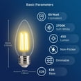 thumbnail image 4 of FLSNT LED Light Bulb 4.5W(60Watt Eqv.) B11 Candelabra Bulb E26 Base,Dimmable,Soft White, 12 Pack, 4 of 9