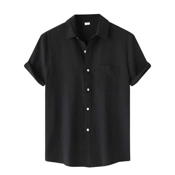 Camisa hawaiana de manga corta con botones para hombre, de poliéster, cuello vuelto, diseño con bolsillos, cómoda para todas las estaciones.