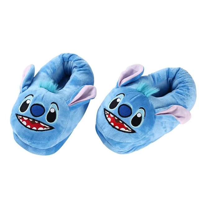 Zapatillas de algodón Stitch para el hogar, zapatos de dibujos animados de Disney Stitch, espuma de invierno azul, mantener el calor, regalo de cumpleaños para estudiantes