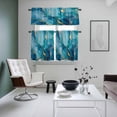 thumbnail image 4 of Modern Turquoise Kitchen Curtains Sets for Windows 36 Inch Length, Abstract Teal Gold Marble Textured Rod Pocket Window Treatments Tier Curtains and Valances Set for Bedroom/Bathroom, 4 of 8