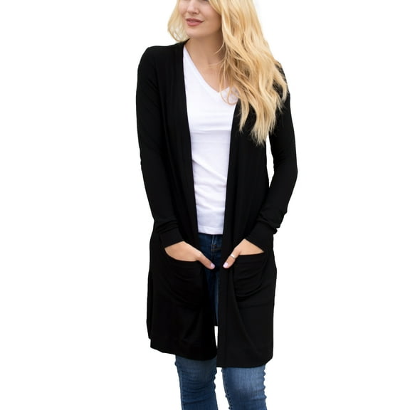 Tickled Teal Black Long Sleeve Pocket Cardigan