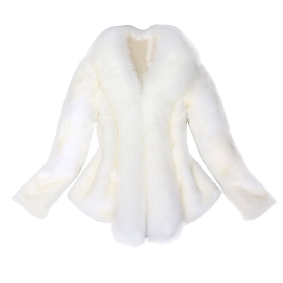 fartey Women's Plus Size Faux Fur Coats Luxury Thick Warm Long Sleeve Coat Jackets Winter Fluffy Solid Color Fur Trim Jacket Overcoat, S-4XL