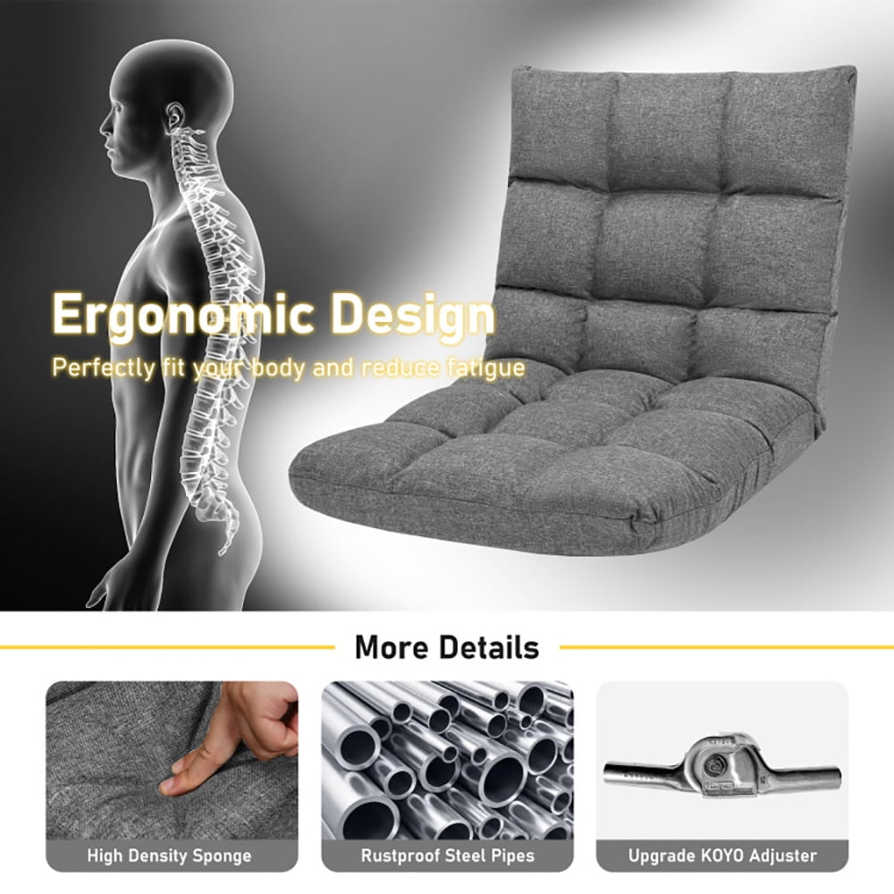 Finihen Folding Lazy Sofa Chair, 14-Position Adjustable Folding Lazy Gaming Sofa, for Living Room, Bedroom, for Gaming, Reading, Gray Finihen Folding Lazy Sofa Chair, 14-Position Adjustable Folding Lazy Gaming Sofa, for Living Room, Bedroom, for Gaming, Reading, Gray