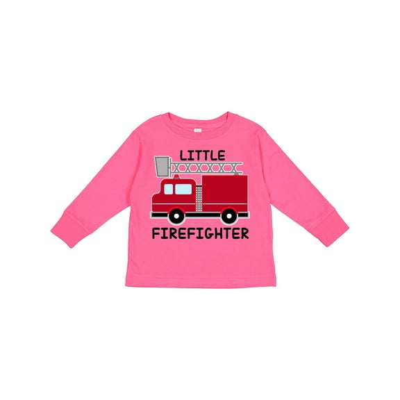 Inktastic Red Fire Little Firefighter Boys or Girls Long Sleeve Toddler T-Shirt