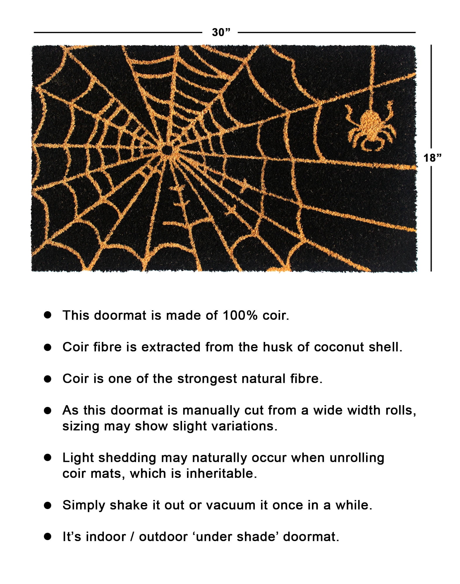 RugSmith Natural Machine Tufted Spider web Doormat, 18" x 30"