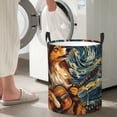 thumbnail image 5 of Fuzoiu Starry Night Guitar Dog Print Circular Hamper,Laundry Basket with Handle,Collapsible Laundry,Dirty Clothes Storage Basket,for Bedroom Bathroom Dorm Living Room-Small, 5 of 6