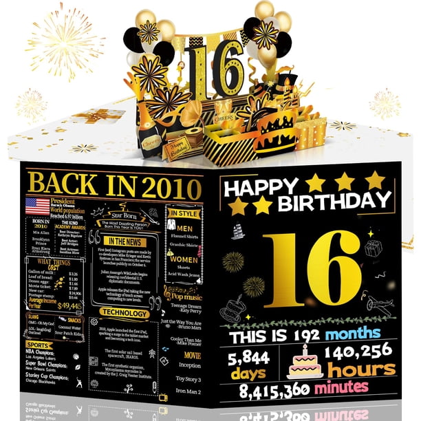 Tarjeta de cumpleaños Joycard 16º para niña y niño con diseño desplegable en 3D