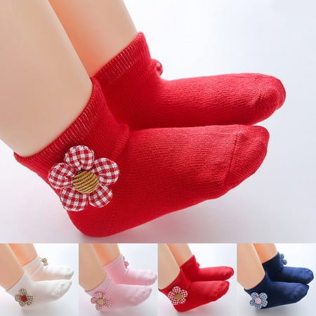 

Zhiyuan 1Pairs Baby Floor Socks Soft Portable Cotton Feet Warmer Baby Short Socks for Winter