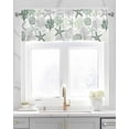 thumbnail image 2 of Sage Green Coastal Kitchen Valances for Windows Farmhouse Linen Window Valance Curtain for Living Room Window Treatment Grey Ocean Starfish Shell Seahorse Valance Rod Pocket Topper, 60 x 18 Inch, 2 of 6