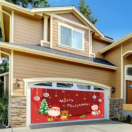 

70 .8X 157.4 Inches Merry Christmas Holiday Banner Garage Door Cover Mural Party Decorations for Adults Event Planner Organizer for Work Party Flags College Large Event Tent Party Decorations Theme