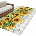 thumbnail image 2 of Area Rug 48×72in, Farmhouse Sunflower Leaves on Vintage Floor Carpet Living Room Rug, Grey Plaid Lattice Non-Slip Welcome Mat Indoor Rugs for Bedroom Dining Room, 2 of 9