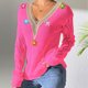 thumbnail image 1 of Suéter de cuello en V para mujer, suéter suelto de invierno liso, suéter de manga larga con cuello redondo, tops de poliéster para mujer, 1 of 6