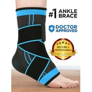 Ankle Brace for Plantar Fasciitis, Sprain, Achilles & Tendonitis (Black/Blue), Foot Wrap for Men & Women by Mata1
