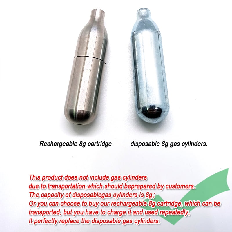 Kit De Cartouches De CO2 Rechargeables 8g/12g/16g - Pour Machine à Soda Et Gonflage Pneus De Vélo - Acier Inoxydable, Valve De Sécurité - Portable Et Réutilisable
