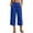 *Blue, variant on VBVC Women's Cotton Linen High Waisted Capri Pants , Summer Wide Leg Cropped Pants For Women , Ladies' Fold Over Waist Culottes with Pockets,Black,S-3XL