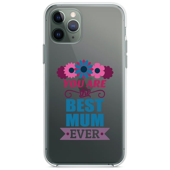 DistinctInk Clear Shockproof Hybrid Case for iPhone 13 (6.1" Screen) - TPU Bumper Acrylic Back Tempered Glass Screen Protector - You Are the Best Mum Ever