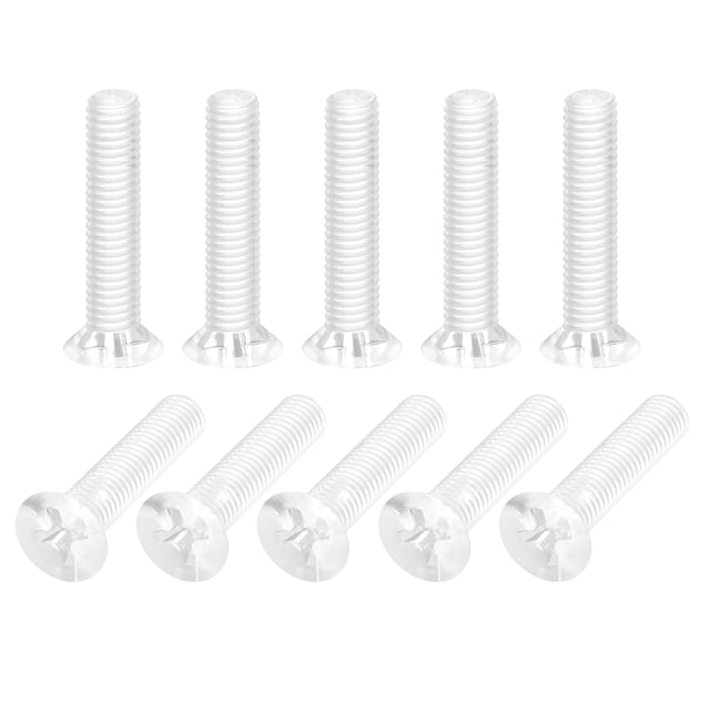 Unique Bargains M5x25mm Plastic Phillips Machine Screws, PC Flat Head Machine Bolts 25 Pack