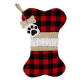 thumbnail image 2 of Pet Dog Christmas Stockings, Buffalo Red Black Plaid Large Bone Shape Pets Stockings,Burlap Red and Black Plaid Large Fish or Bone Shaped Rustic Plaid Burlap Christmas Ornaments, 2 of 7