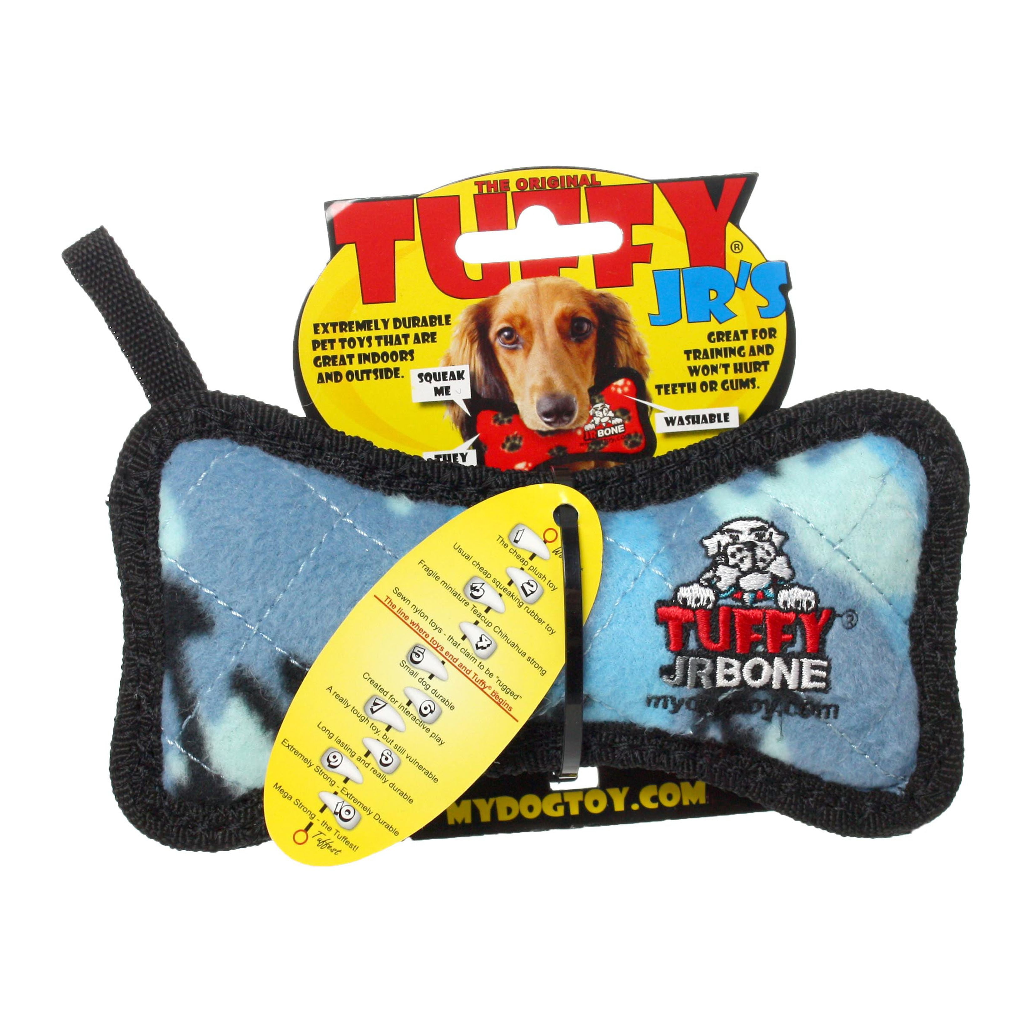 TUFFY® Jr Bone Camo Blue, 2-Pack, Durable Plush Squeaky Dog Toys
