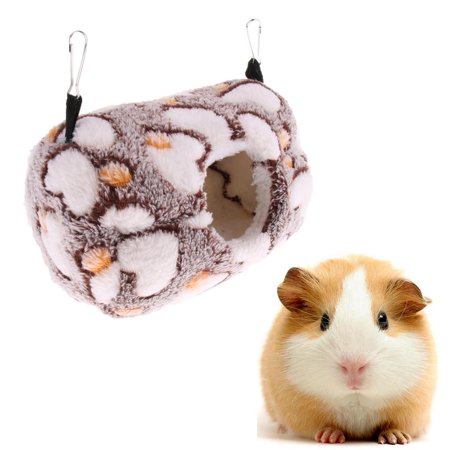 Warm Small Pet Animal Hamster Hammock for Cage, Plush House Hanging Bed Cage Mice Rats Bats Chinchilla, Coffee Color