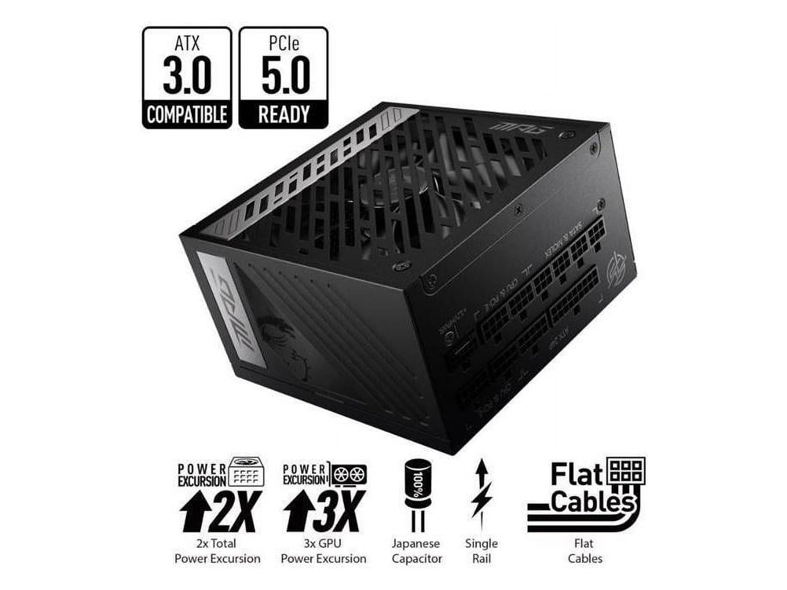 MSI - MPG A1000G PCIE5, 80+ GOLD Full Modular Gaming PSU, 12V-2x6 Cable, 5080 5090 ATX 3.1 & PCIE 5.1 Ready, 1000W Power Supply, 10 Year Warranty