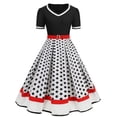 thumbnail image 2 of Glisme Casual Dresses For Women Polka Dot Short Sleeve 1950S Housewife Evening Party Prom Dress Womens Dresses White Sundress Wedding Guest Dresses, 2 of 9