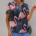 thumbnail image 6 of Flamingo Pattern Women's Short Sleeve T-Shirt Crew Neck Casual Summer Trendy Loose Fit Tops, 6 of 6