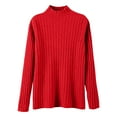 thumbnail image 5 of Women's Ribbed Knit Turtleneck Sweater 2025, Fall Winter Slim Fit Long Sleeve Pullover Top, Stretchy Comfortable Basic Layering Piece for Daily Wear, Office, Dating and Vacation Outfits Red S, 5 of 5